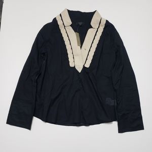 NWT J Crew Soutache Trim Blouse Black MED